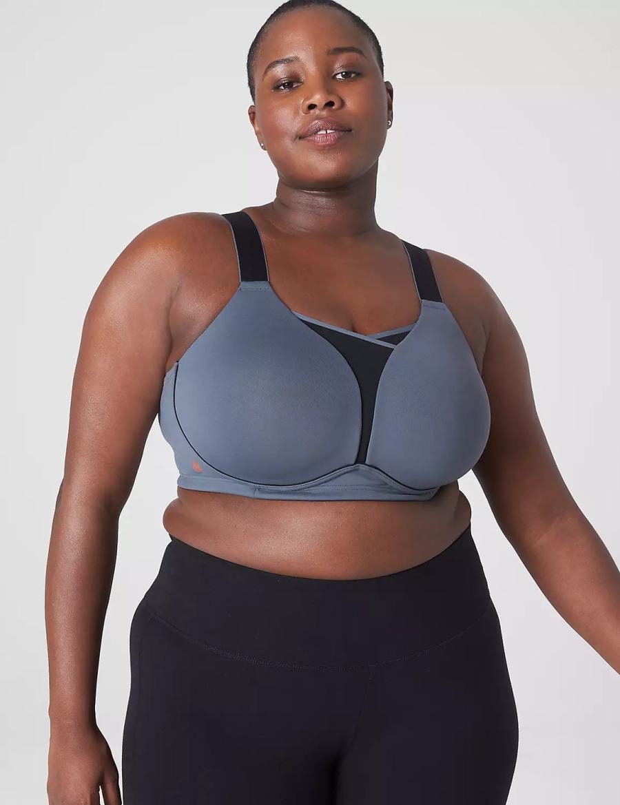 Grey Black Lane Bryant LIVI Wireless Medium-Impact Wicking Women Sports Bra | FPR6521WT