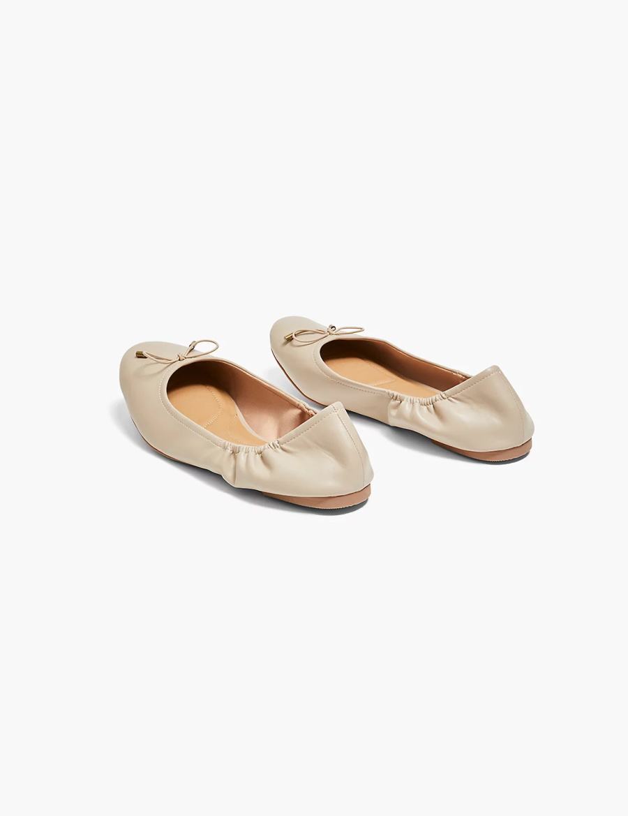 Grey Brown Lane Bryant Dream Cloud Bow Women Ballet Flats | IGA3470TN