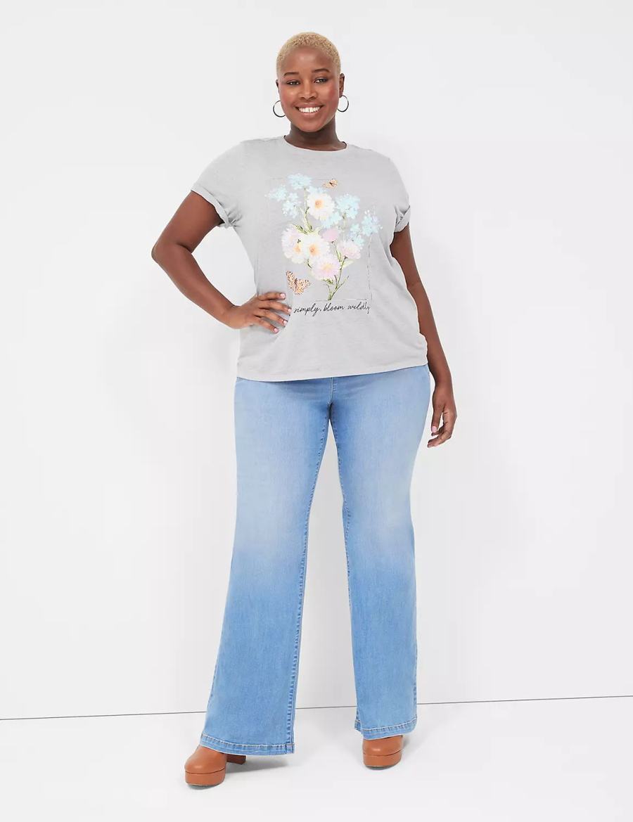 Grey Lane Bryant Bloom Wildly Graphic Tee Women T Shirts | WYJ145NE