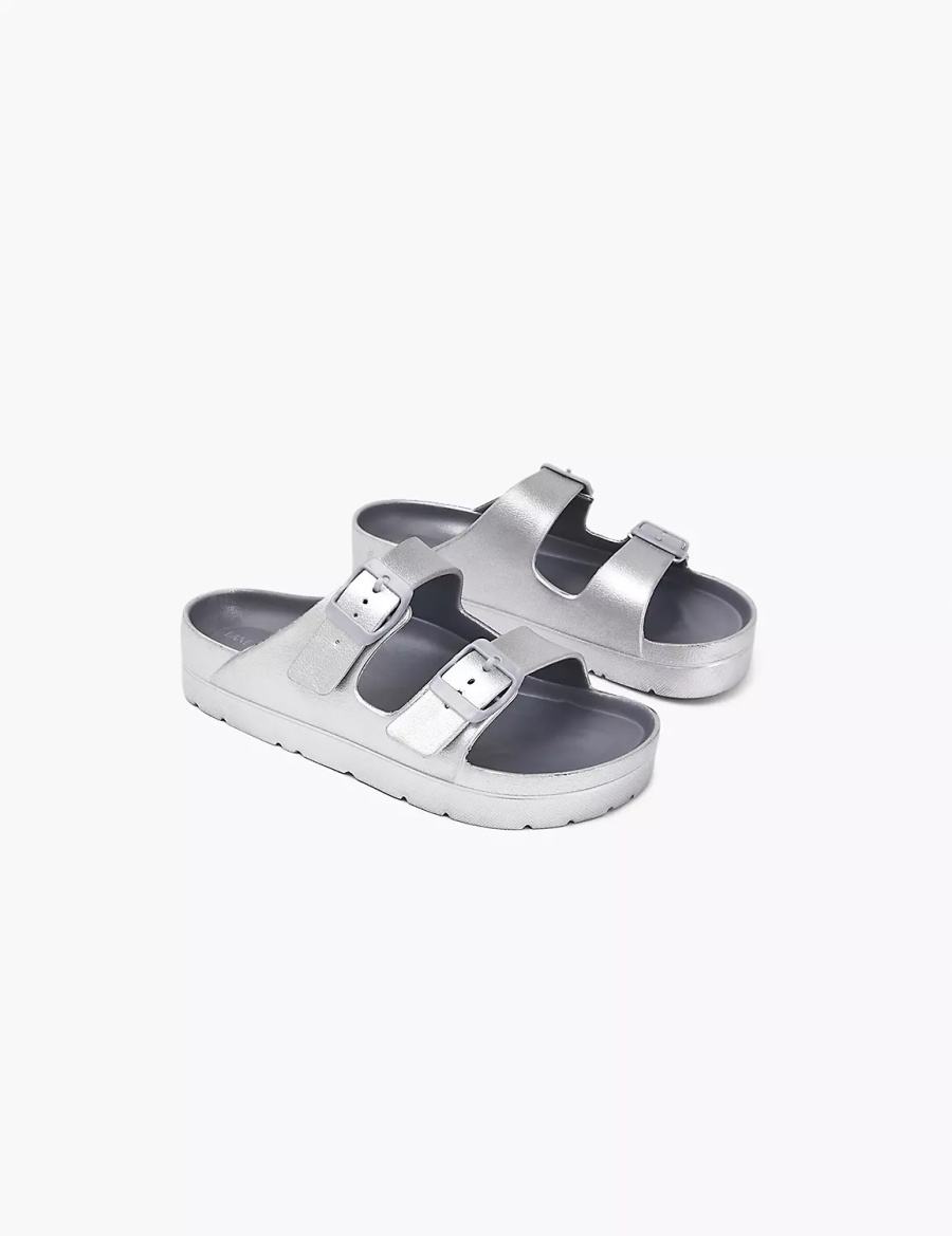 Grey Lane Bryant Double-Band Women Slide Sandals | FRZ9419BS