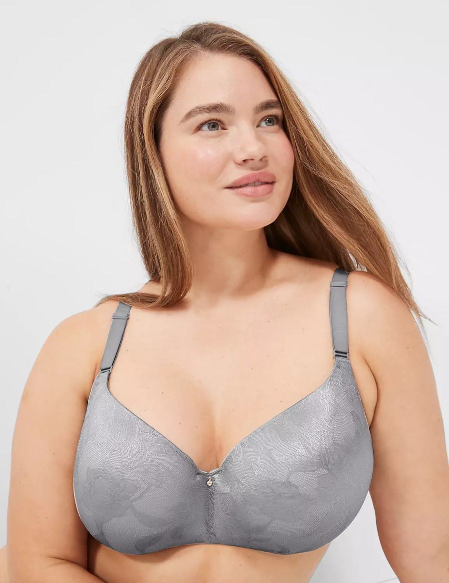 Grey Lane Bryant Invisible Lace Backsmoother Lightly Lined Women Balconette Bra | PBO3662NW