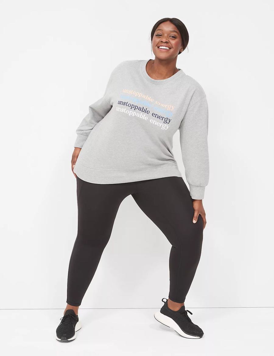 Grey Lane Bryant LIVI Crew-Neck French Terry Women Sweatshirts | CZO177JG