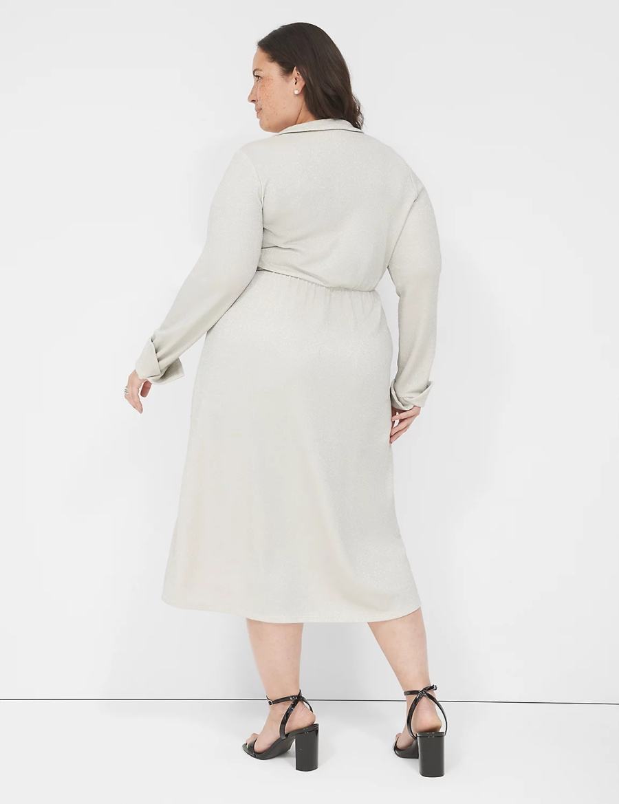 Grey Lane Bryant Lurex Faux-Wrap Collar Women Maxi Dress | LEX947LS