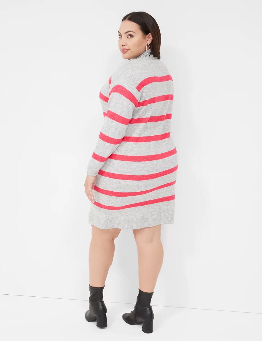 Grey Lane Bryant Mock-Neck Striped Sweater Women Knitted Dress | OHR383AN