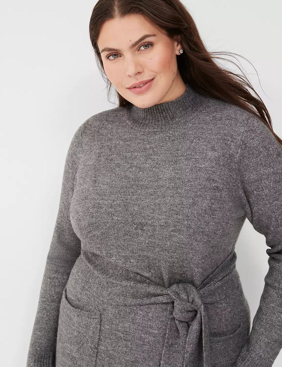 Grey Lane Bryant Mock-Necked Midi Sweater Women Midi Dress | MAY5434GV