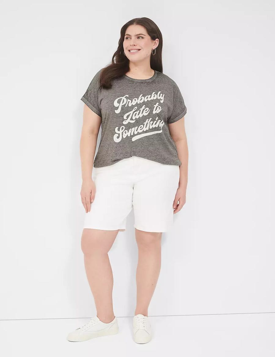 Grey Lane Bryant Probably Late For Something Graphic Tee Women T Shirts | TQG11100IE