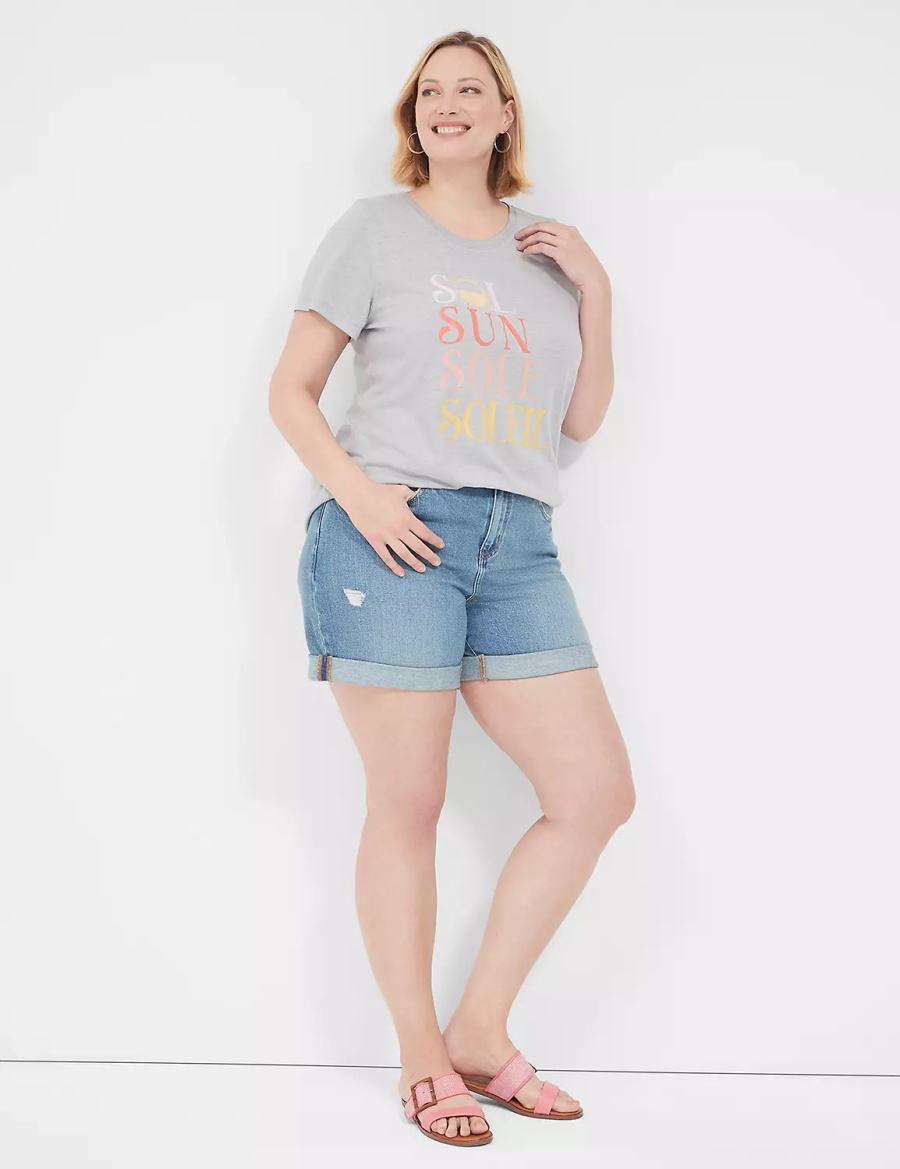 Grey Lane Bryant Sol Sun Graphic Tee Women T Shirts | BYL34QD