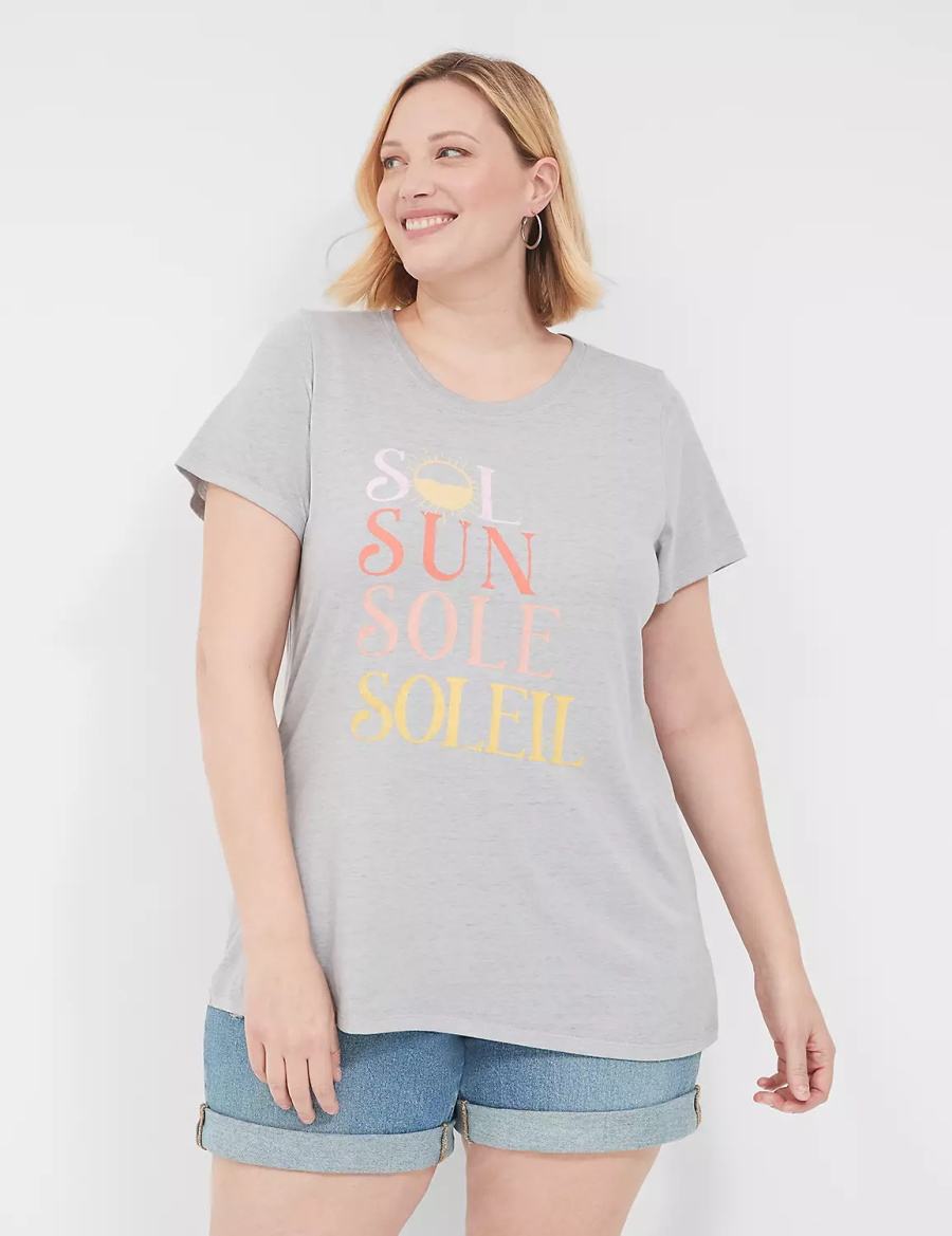 Grey Lane Bryant Sol Sun Graphic Tee Women T Shirts | BYL34QD