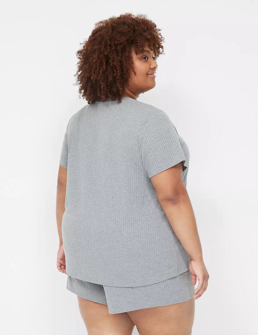 Grey Lane Bryant Wide Rib Pocket V-Neck Tee Women T Shirts | CTA7815QD