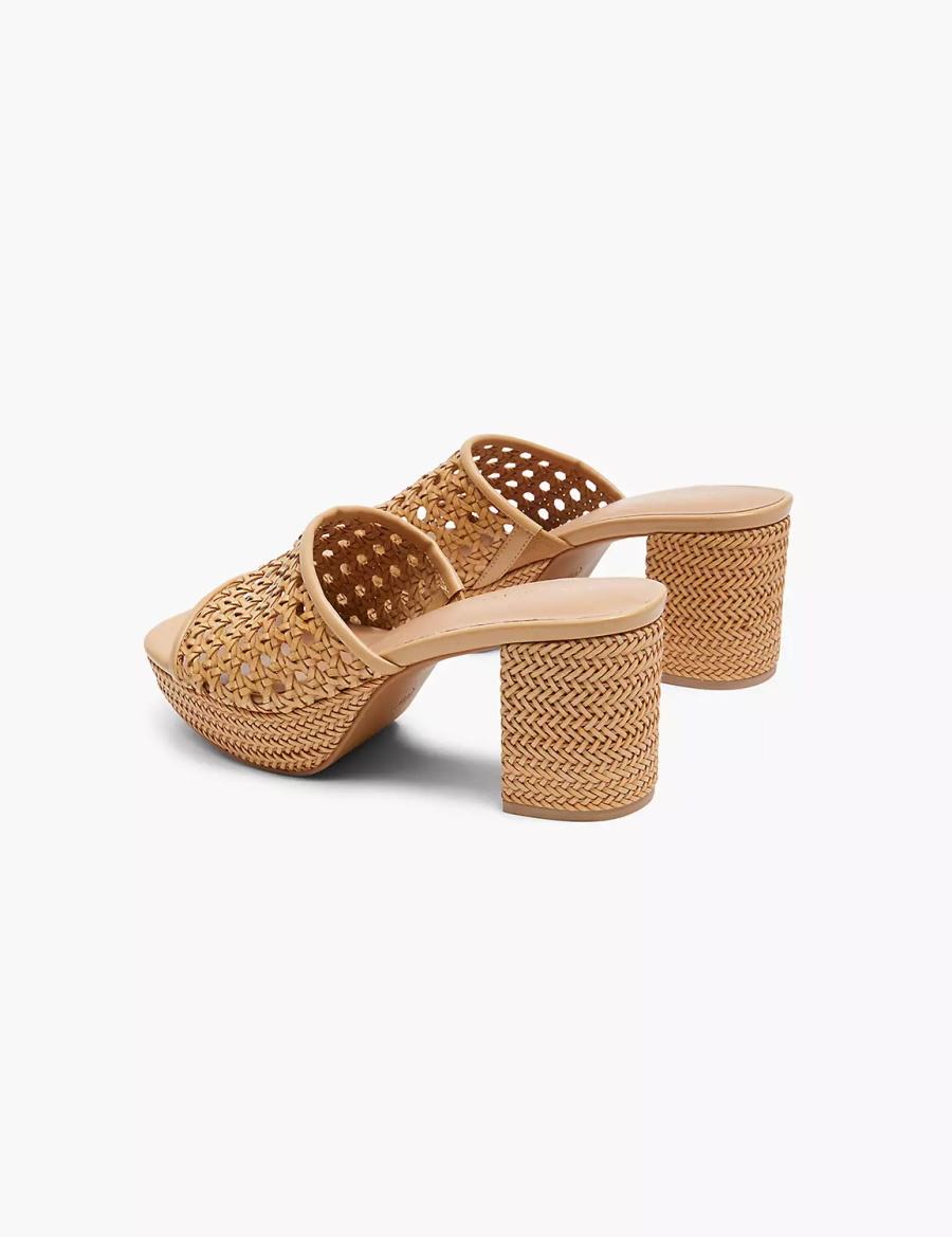 Khaki Lane Bryant Dream Cloud Woven Faux-Leather Slip-On Heel Women Heels Sandals | YVN5996PN