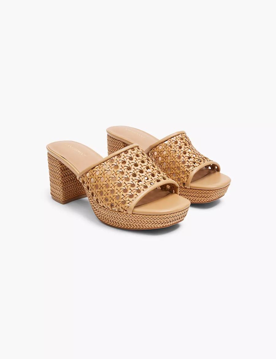 Khaki Lane Bryant Dream Cloud Woven Faux-Leather Slip-On Heel Women Heels Sandals | YVN5996PN