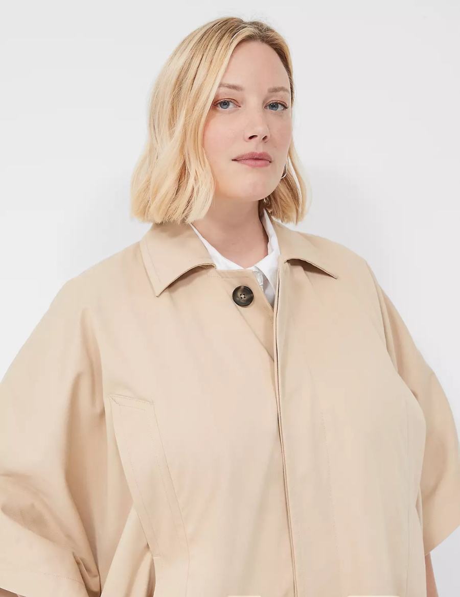 Khaki Lane Bryant Oversized Trench Poncho Women Ponchos | JKF9031UB