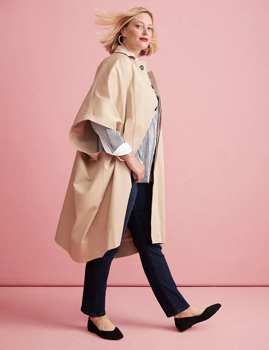 Khaki Lane Bryant Oversized Trench Poncho Women Ponchos | JKF9031UB