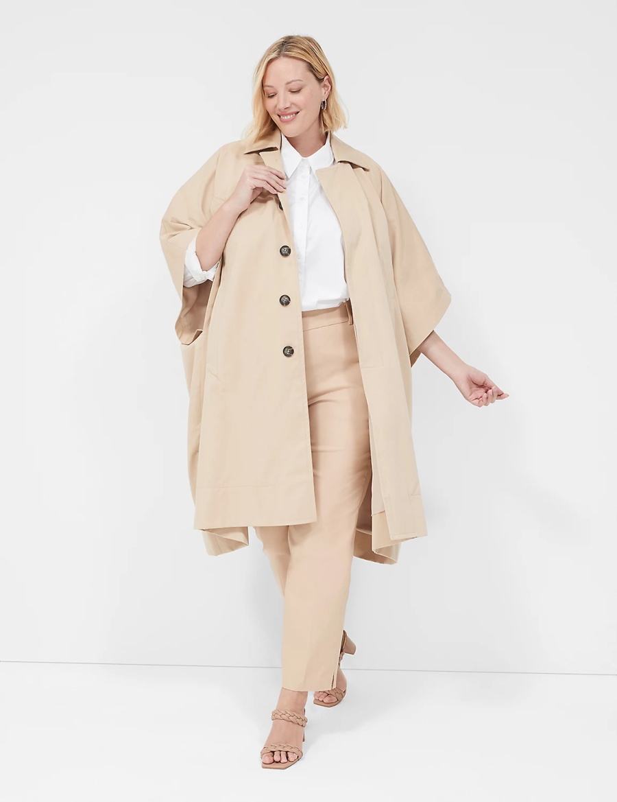 Khaki Lane Bryant Oversized Trench Poncho Women Ponchos | JKF9031UB