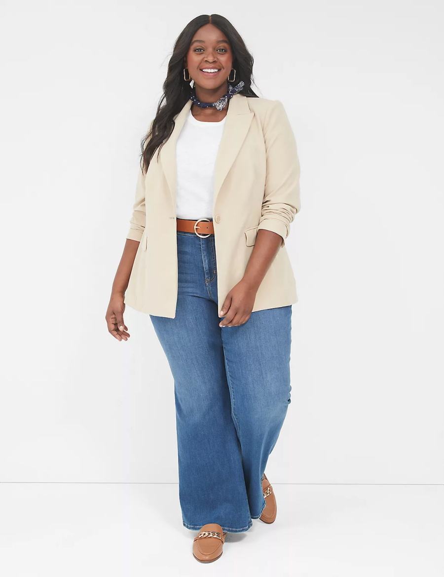 Khaki Lane Bryant Perfect Drape Women Blazers | WEQ1621WP