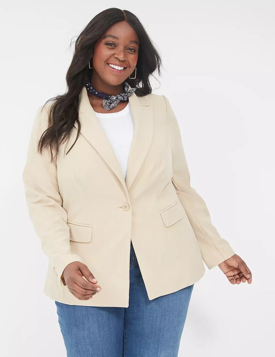 Khaki Lane Bryant Perfect Drape Women Blazers | WEQ1621WP