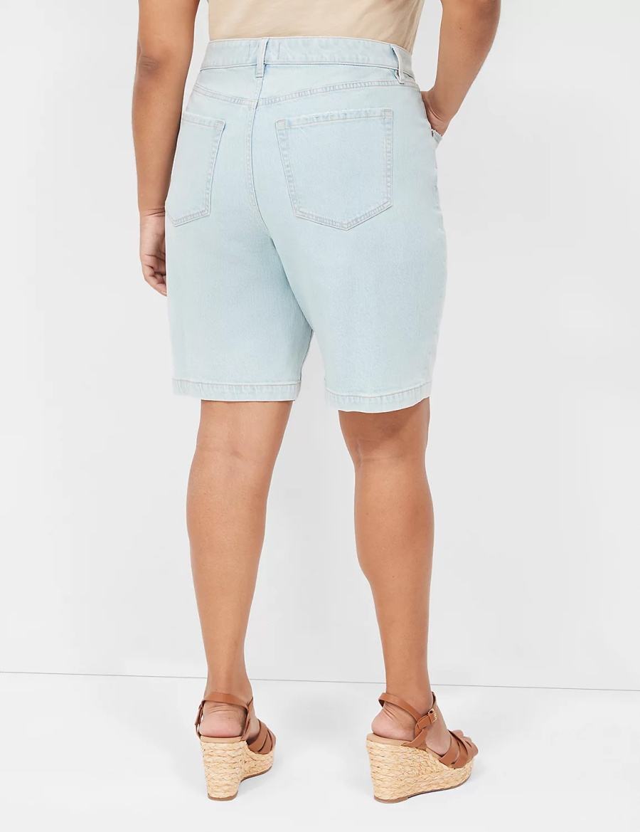 Light Blue Lane Bryant Boyfriend Fit Bermuda Jean Women Shorts | XCI6747XU