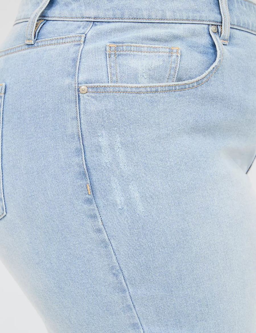 Light Blue Lane Bryant Boyfriend Fit Capri With Embroidery Women Jeans | YUQ1479KC