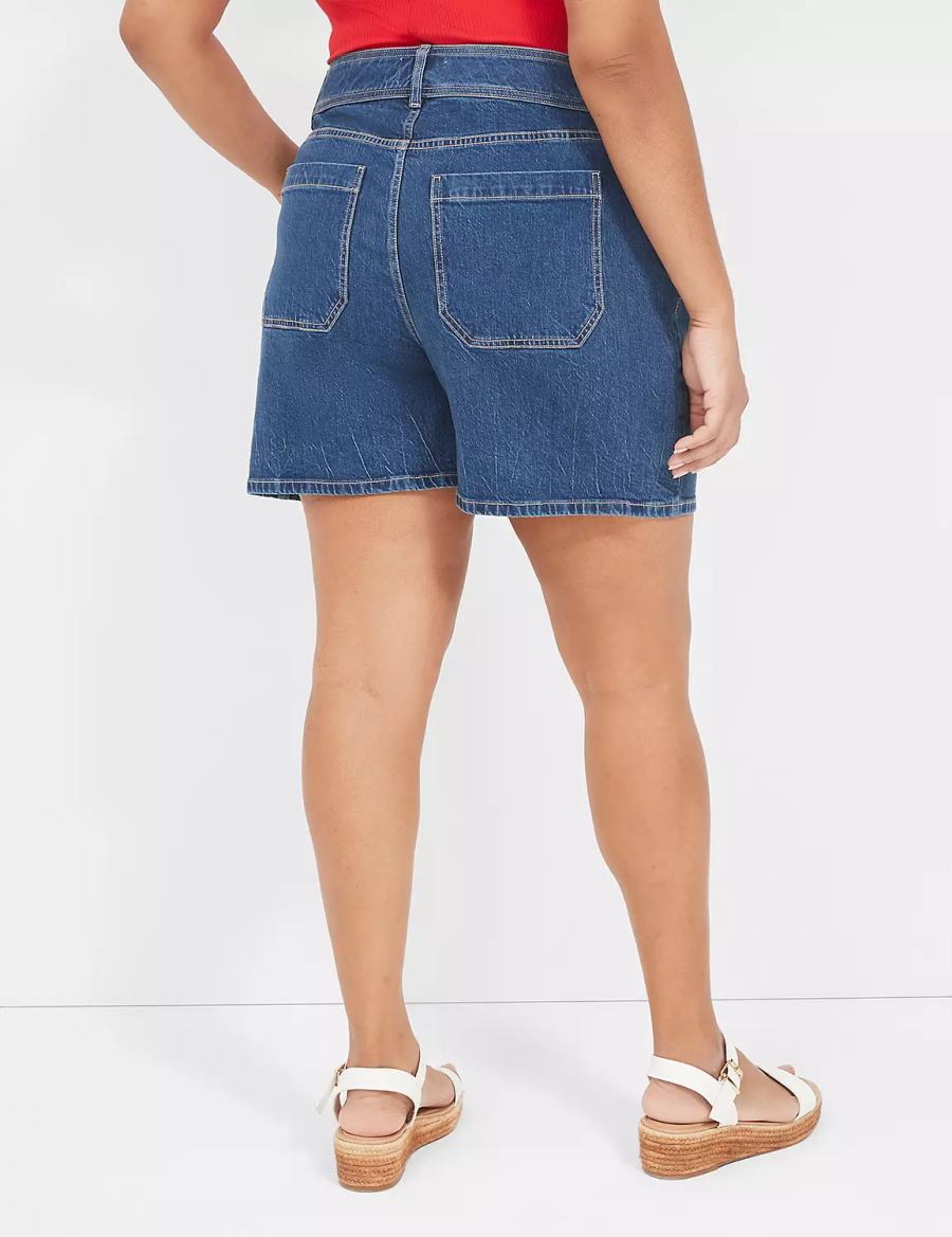 Light Blue Lane Bryant High-Rise Utility Jean Women Shorts | YJI9467QN