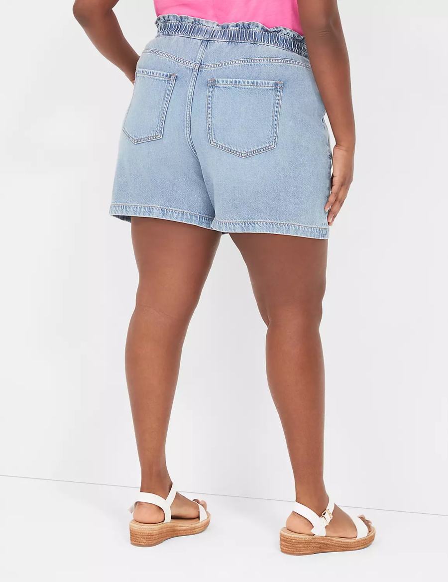 Light Blue Lane Bryant Pull-On Fit Flirty Jean Women Shorts | YRR2221XV