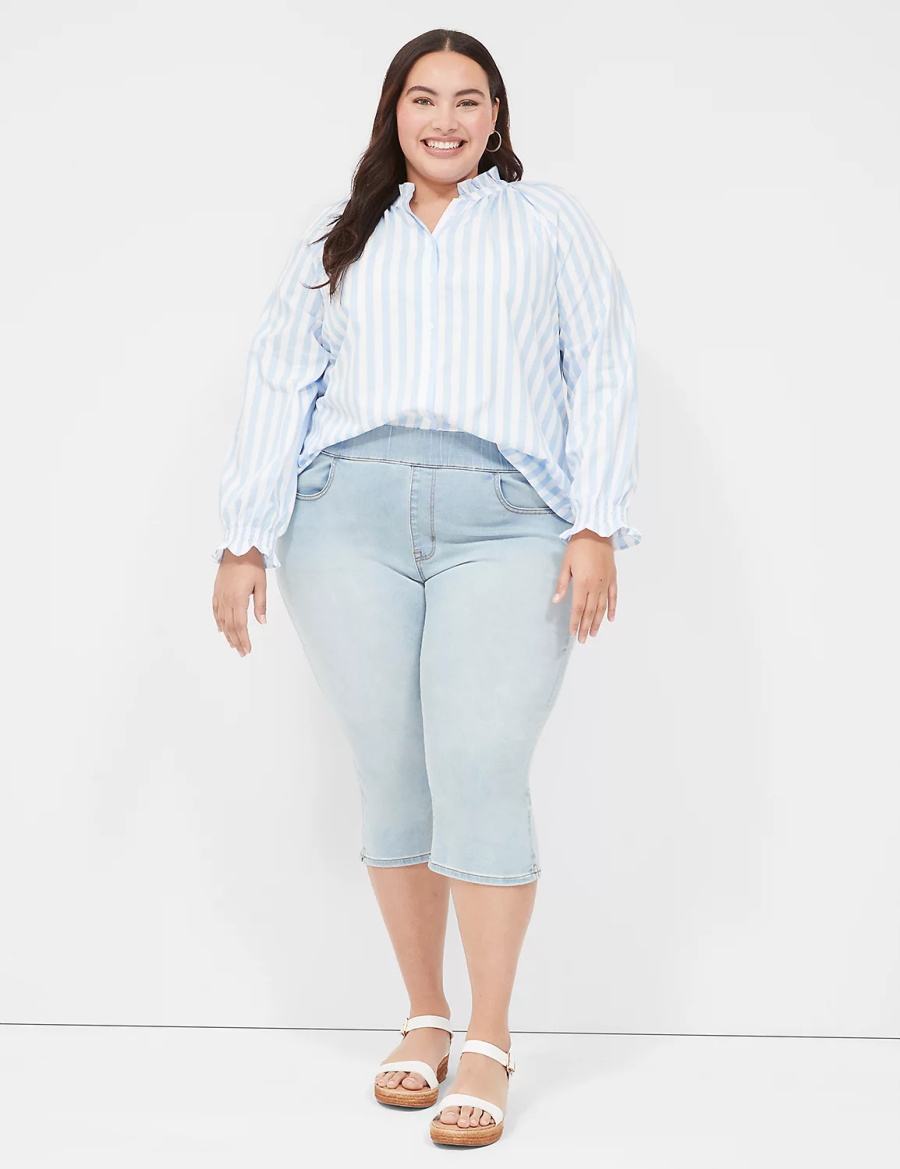 Light Blue Lane Bryant Pull-On Fit High-Rise Pedal Women Jeggings | MVP2321BZ