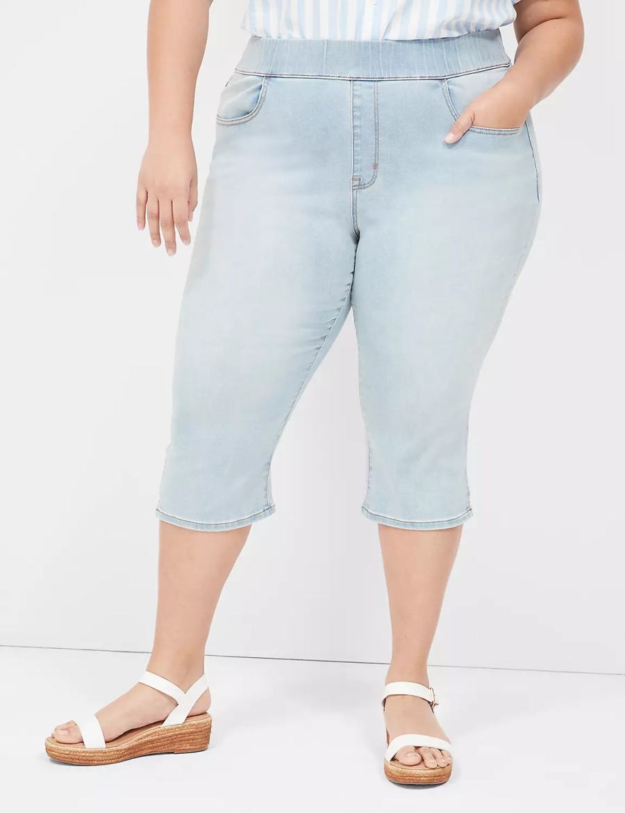 Light Blue Lane Bryant Pull-On Fit High-Rise Pedal Women Jeggings | MVP2321BZ