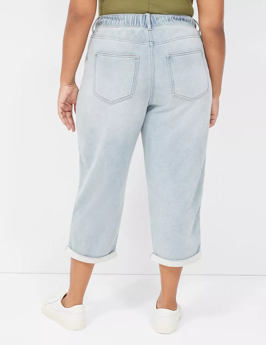 Light Blue Lane Bryant Pull-On Fit Knit Boyfriend Capri Women Jeans | ONK558DS