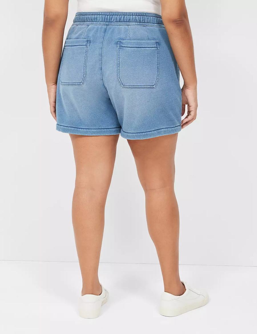 Light Blue Lane Bryant Pull-On Fit Relaxed Knit Women Shorts | ADF1855NT