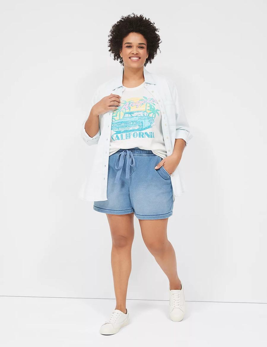 Light Blue Lane Bryant Pull-On Fit Relaxed Knit Women Shorts | ADF1855NT