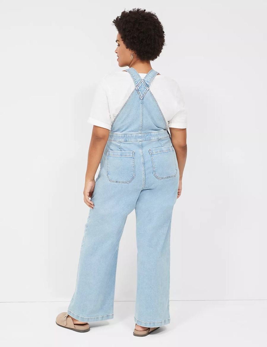 Light Blue Lane Bryant Wide Leg Denim Women Overall | JTI9273VL