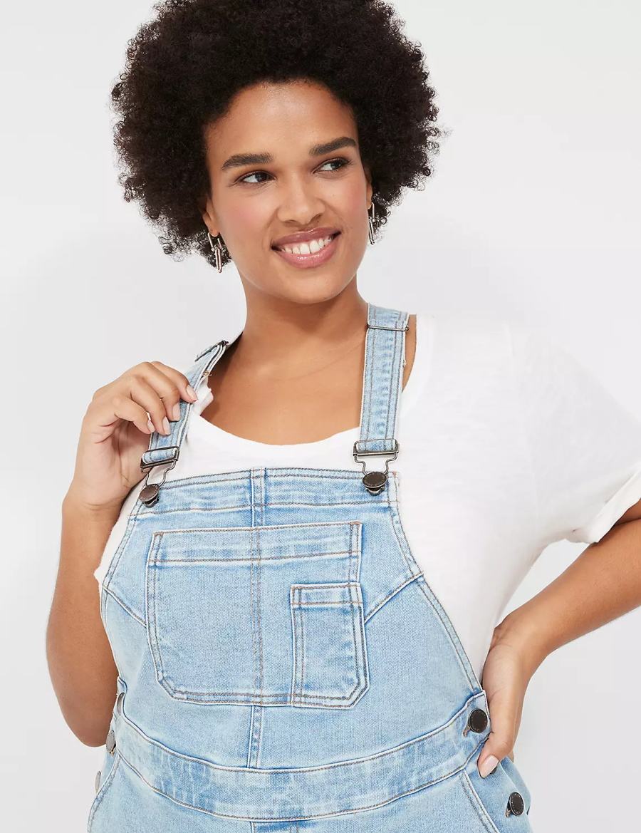 Light Blue Lane Bryant Wide Leg Denim Women Overall | JTI9273VL