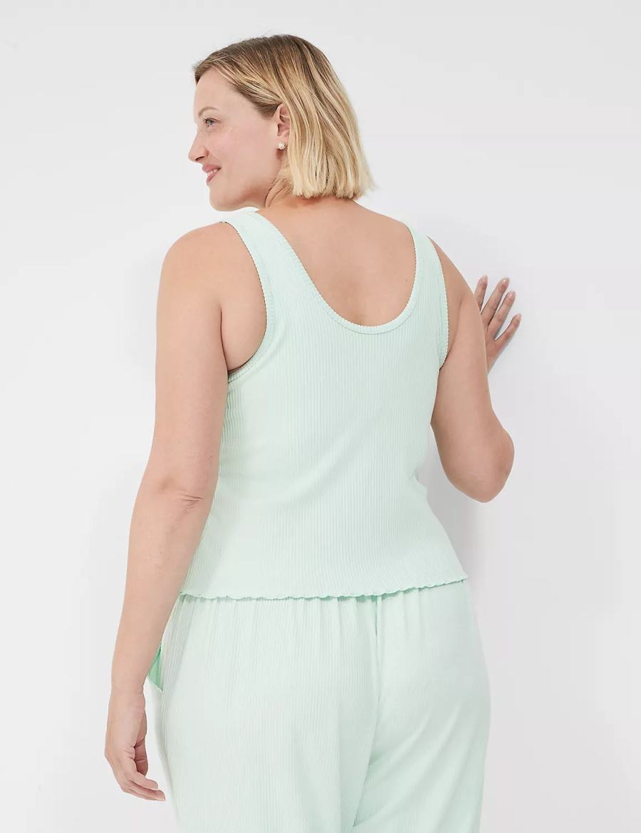 Light Green Lane Bryant Brushed Rib Lettuce-Hem Women Tanks | BVY8796DY