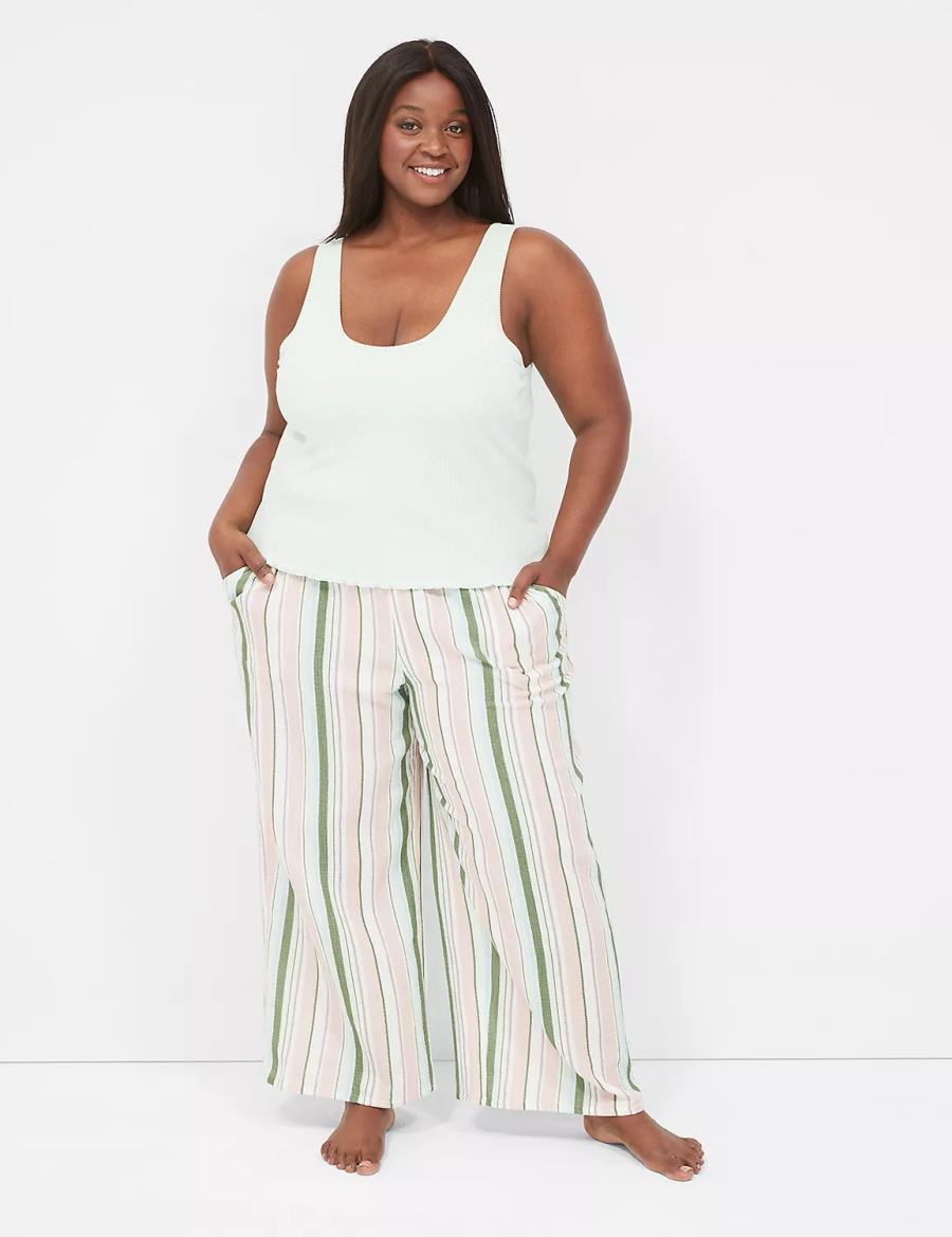 Light Green Lane Bryant Brushed Rib Lettuce-Hem Women Tanks | BVY8796DY