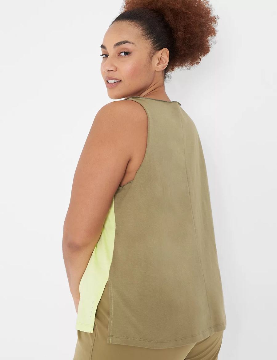 Light Green Lane Bryant LIVI Boatneck Twist-Shoulder Women Tank Top | MDW5760IT