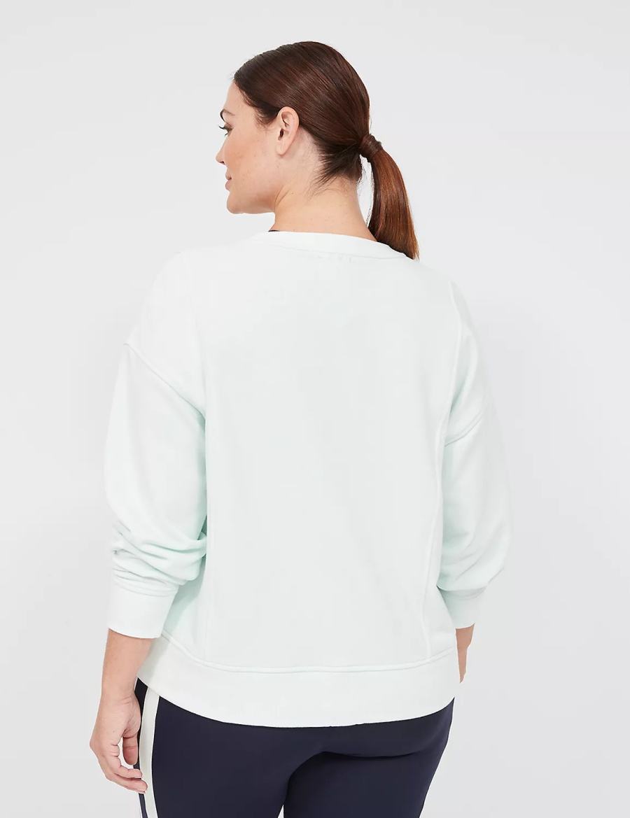 Light Green Lane Bryant LIVI Crew-Neck French Terry Washed Women Sweatshirts | SVH2277JP