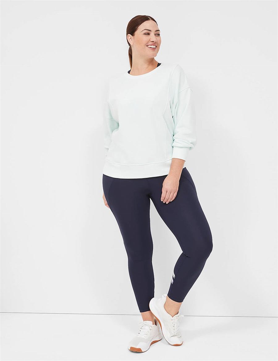 Light Green Lane Bryant LIVI Crew-Neck French Terry Washed Women Sweatshirts | SVH2277JP