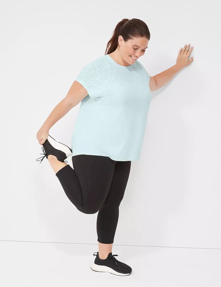 Light Green Lane Bryant LIVI Crew-Neck Mesh & Recycled LIVI Soft Tee Women T Shirts | BRX4829SC