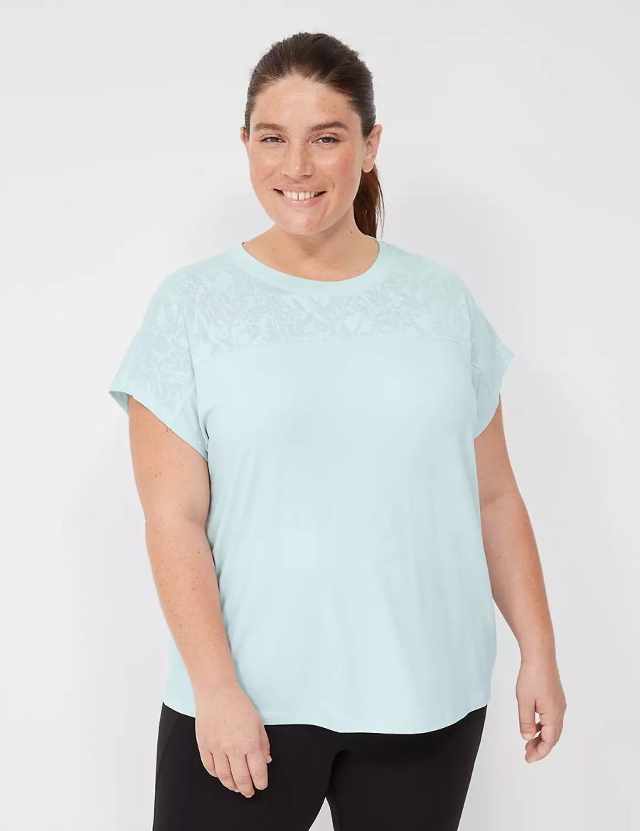 Light Green Lane Bryant LIVI Crew-Neck Mesh & Recycled LIVI Soft Tee Women T Shirts | BRX4829SC