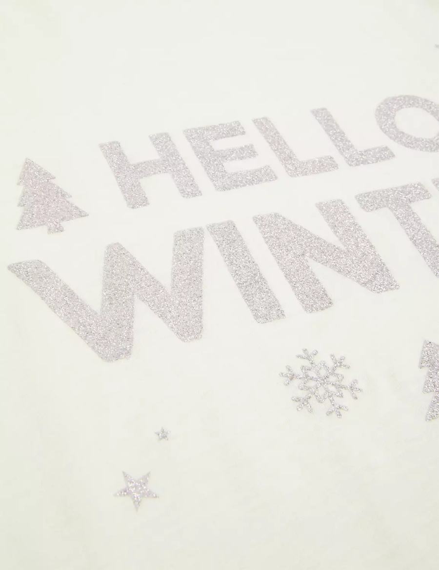 Light Green Lane Bryant Long-Sleeve Hello Winter Graphic Tee Women T Shirts | UGN9324XB