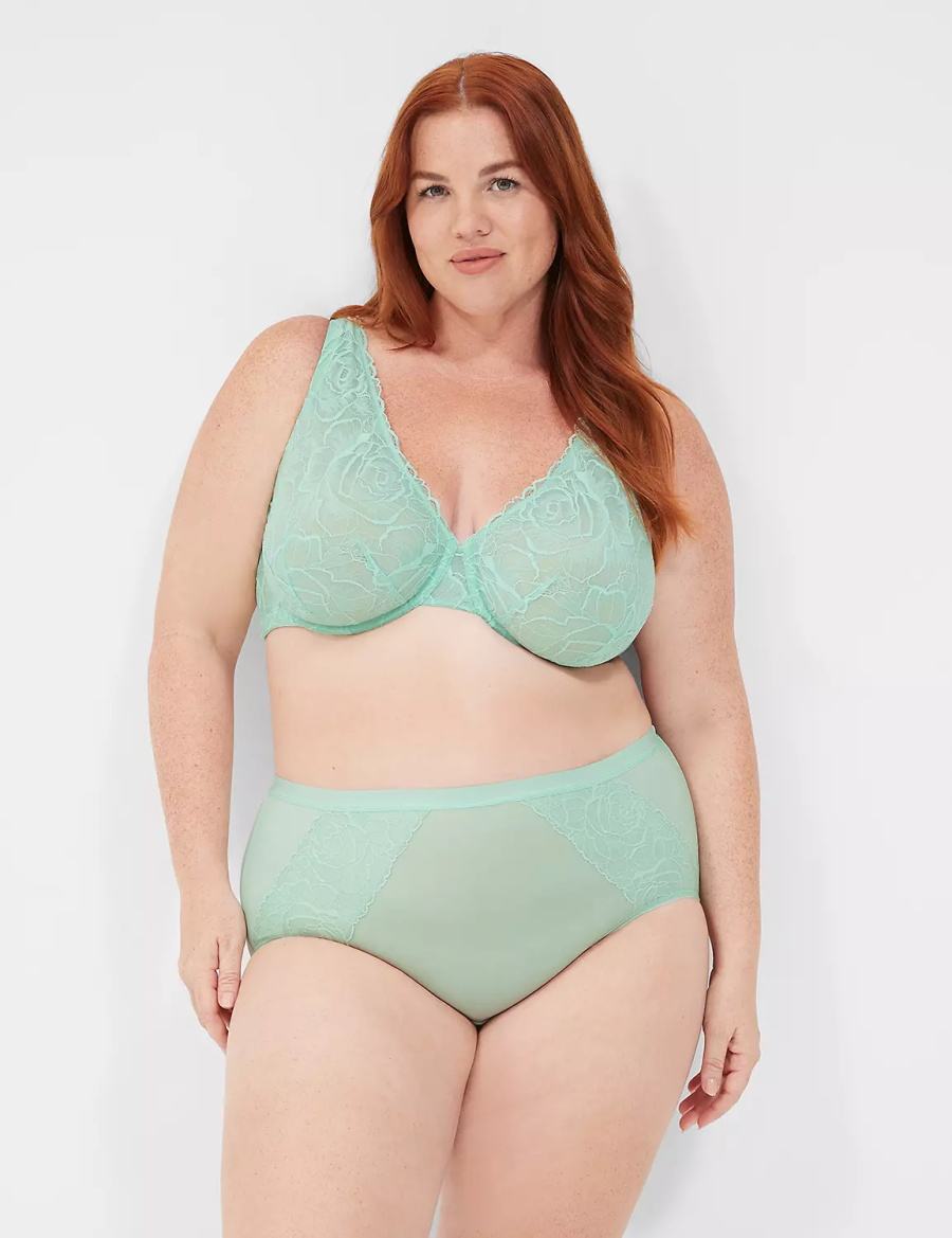 Light Green Lane Bryant No-Show Full with Lace Women Briefs | XXR8313WP