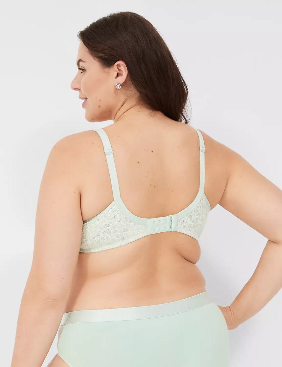 Light Green Lane Bryant Plunge with Lace Women Unlined Bra | VTW1126MG