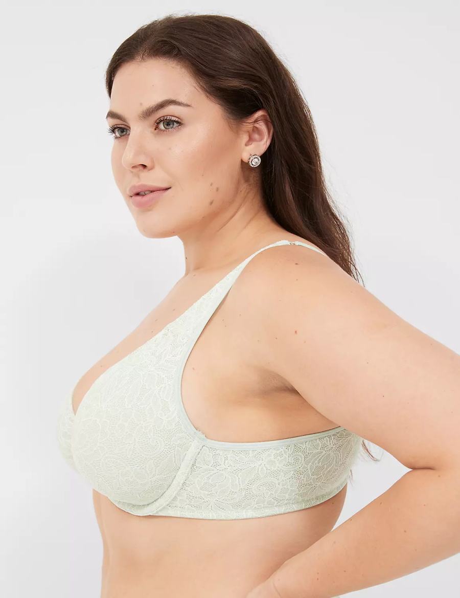 Light Green Lane Bryant Plunge with Lace Women Unlined Bra | VTW1126MG