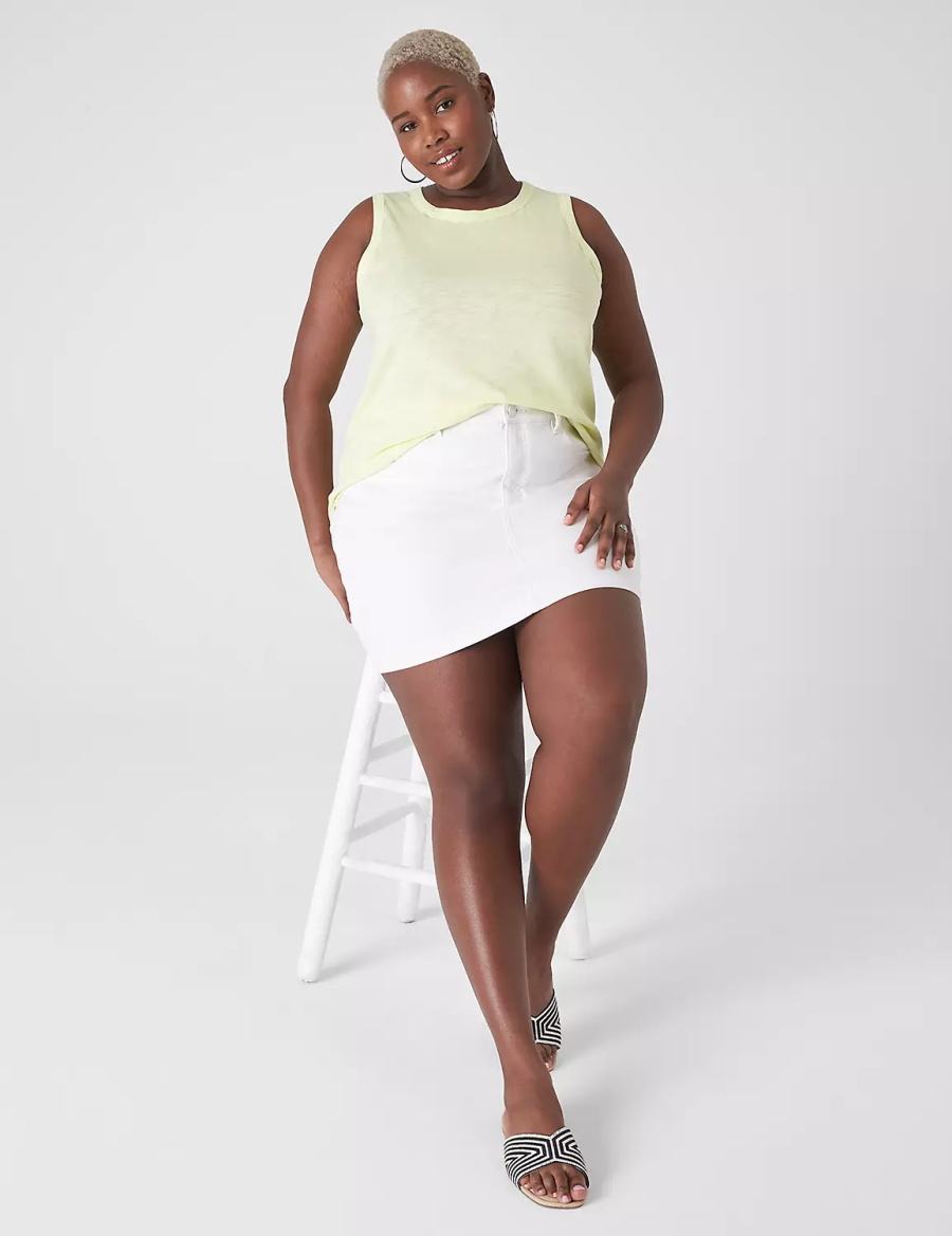 Light Green Yellow Lane Bryant Crew-Neck Women Tank Top | CSI639PA