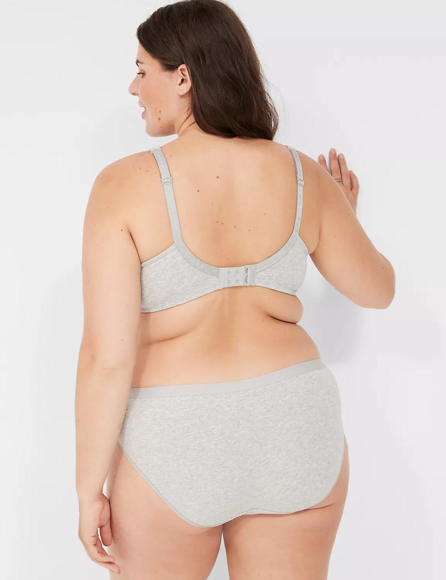 Light Grey Lane Bryant Cotton With Lace Waist Women Hipster Panty | ZGX423FA