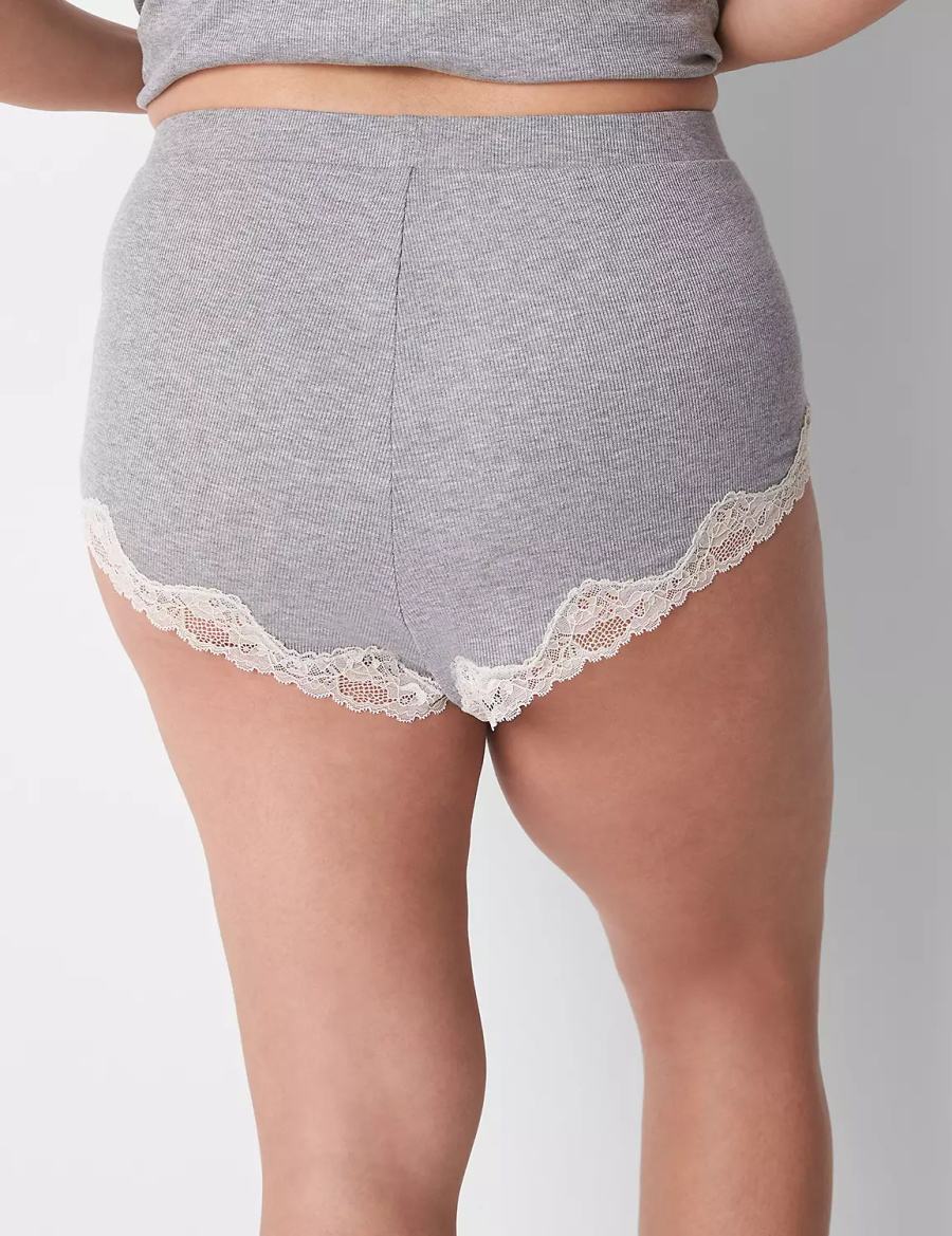 Light Grey Lane Bryant Drapey Rib Sleep Cheeky Women Shorts | BVC4122ZV