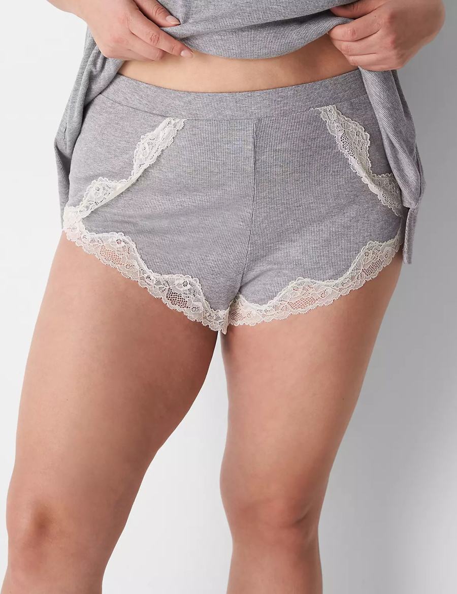 Light Grey Lane Bryant Drapey Rib Sleep Cheeky Women Shorts | BVC4122ZV