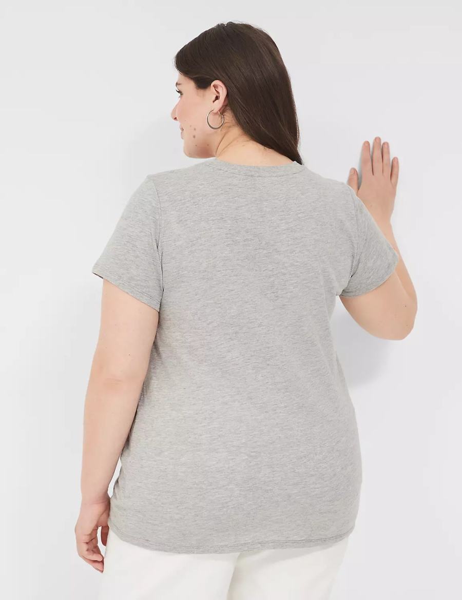 Light Grey Lane Bryant Pride Embroidered More Love Graphic Tee Women T Shirts | LXB9077NY