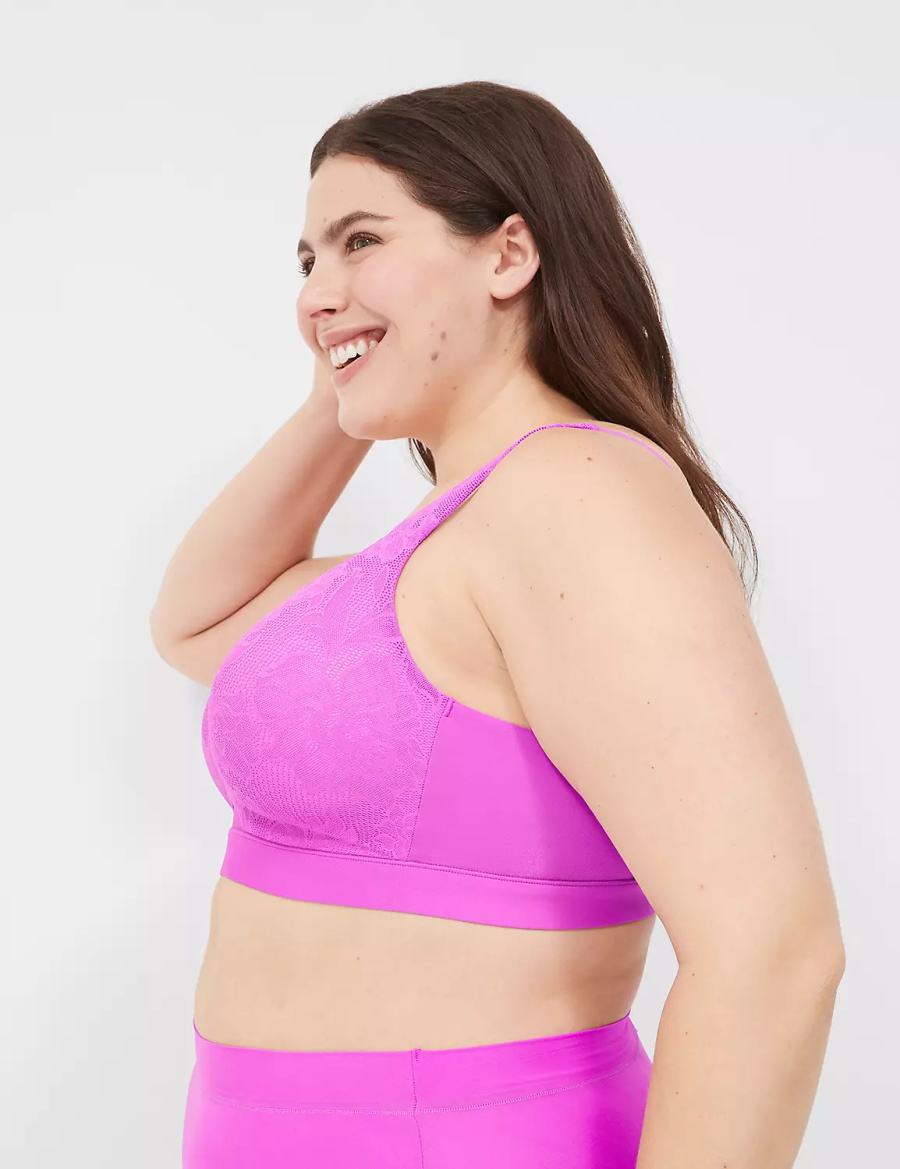 Light Purple Lane Bryant Comfort Bliss Lightly Lined No-Wire Women Bralettes | MXE3246RE