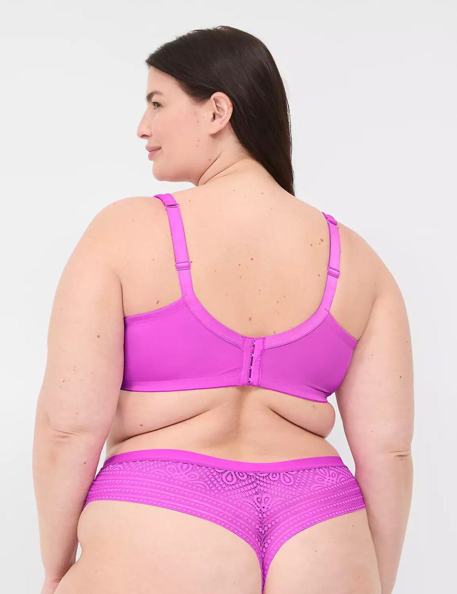 Light Purple Lane Bryant No-Show With Lace Back Women Thong Panty | SDX9825EV