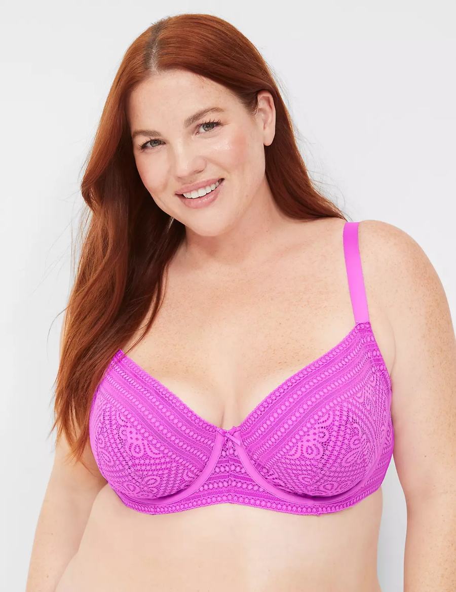 Light Purple Lane Bryant Unlined with Lace Women Balconette Bra | AXL4430XY